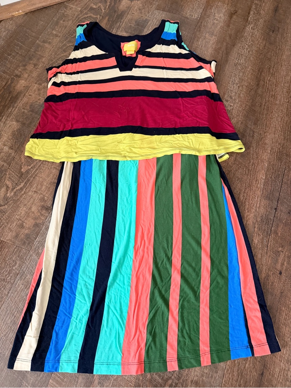 Maeve Anthropologie Large Multicolor Striped Maxi Dress Sleeveless Stretch